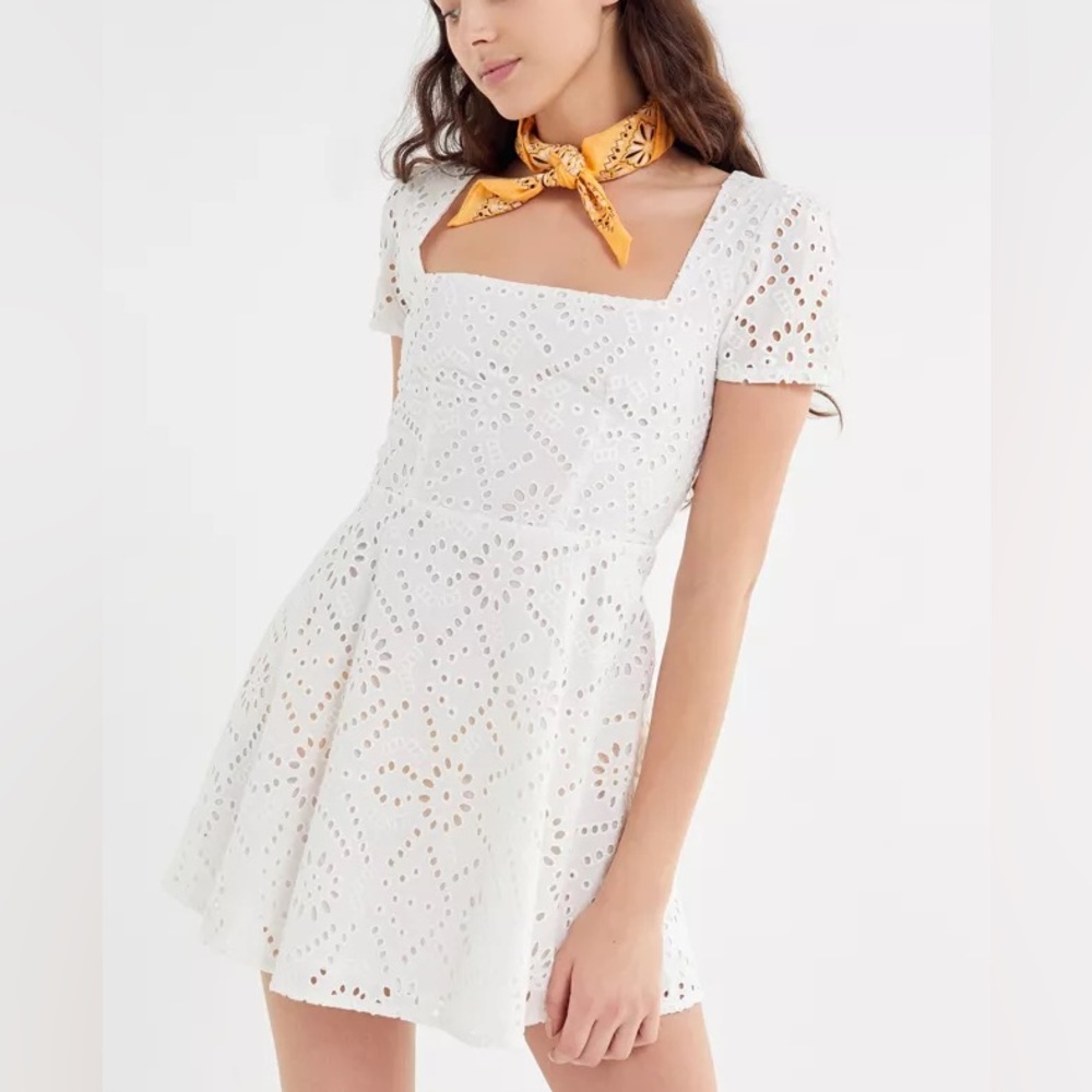 Flynn Skye eyelet square neck mini dress